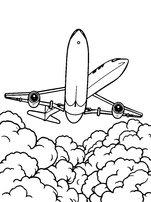 Airplane in the Clouds coloring page