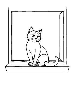 猫が窓辺にいる