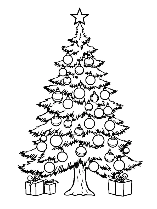 Christmas Tree with Ornaments coloring page