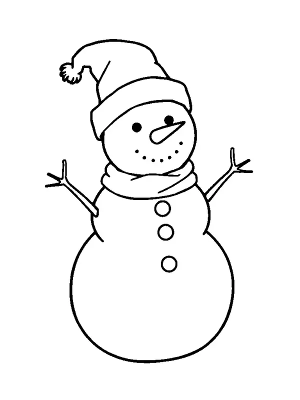 Un pupazzo di neve con un cappello pagina da colorare