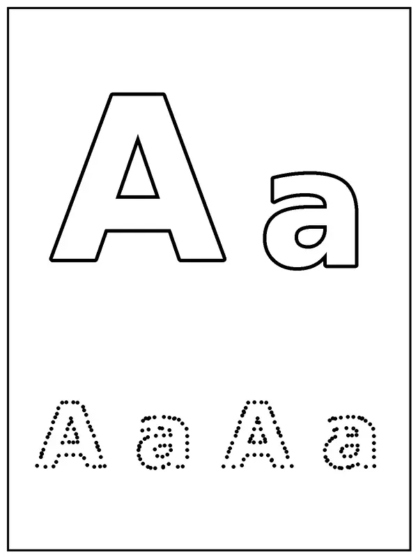Letra A página para colorear