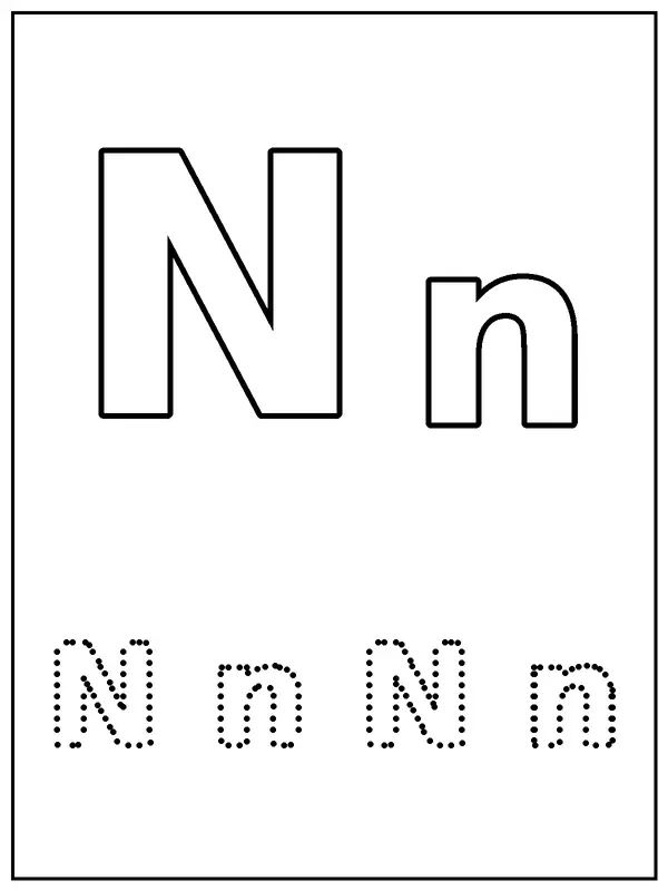 Letra N página para colorir