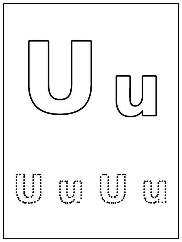 Letra U página para colorir