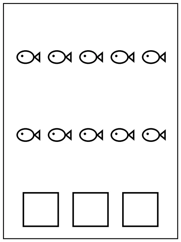 10 मछलियों को गिनें रंगीन पृष्ठ
