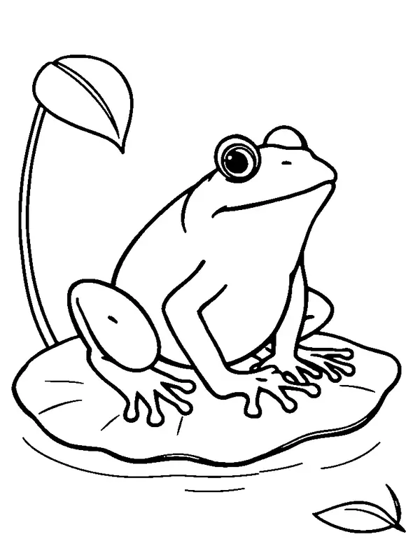 Katak di atas daun teratai halaman mewarnai
