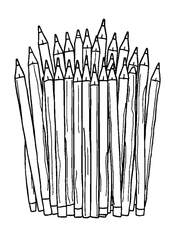 Lápices y crayones página para colorear