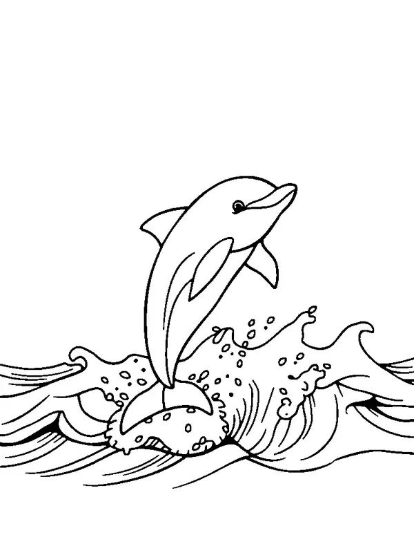 Un delfino che salta da onde pagina da colorare