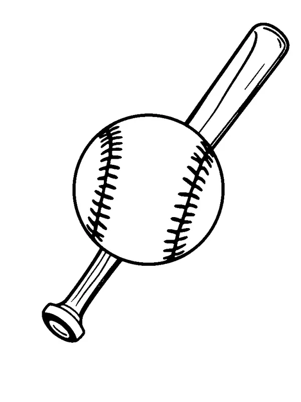 Ein Baseball und ein Schläger Malvorlage