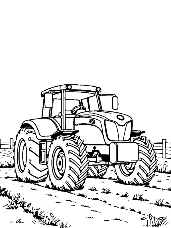 Traktor di ladang halaman mewarnai