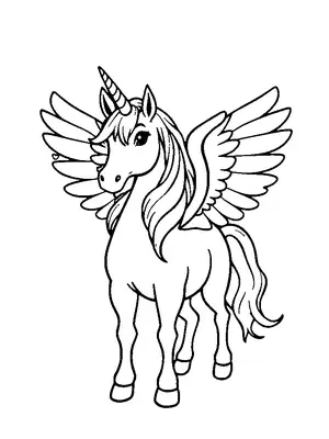 Ein Einhorn mit Flügeln